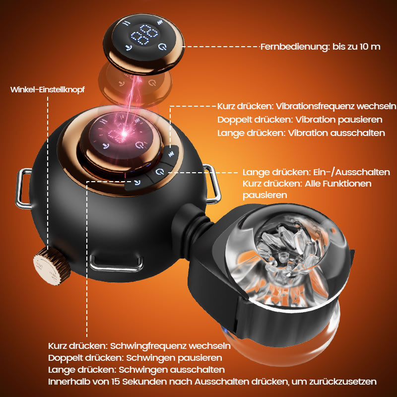 AssistPro 2.0 - 9 Vibrationen & Schwingen & Stoßen Hands-Free Hüftgurt-Strap-On Masturbator für Männ
