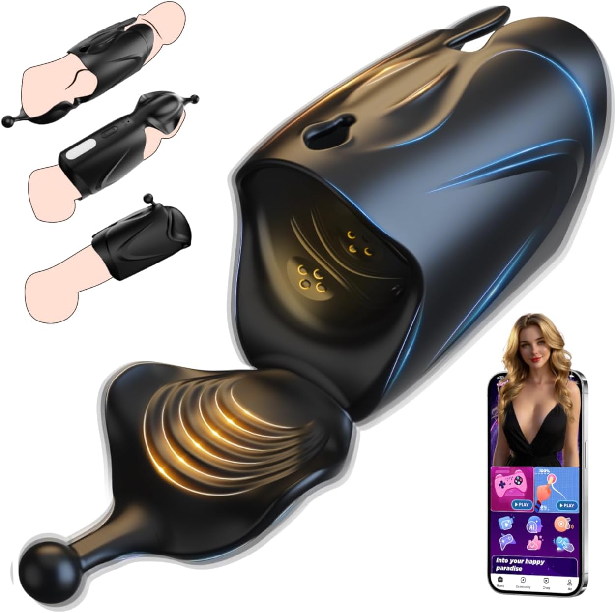 Tagnaff Masturbieren für Männer Handfrei Penis Vibrator Sex Spielzeug für die Männer Mehrere Tragevarianten Vibratorensets, AI Sync Sexspielzeug Solo Manuelle Cup-Masturbatoren