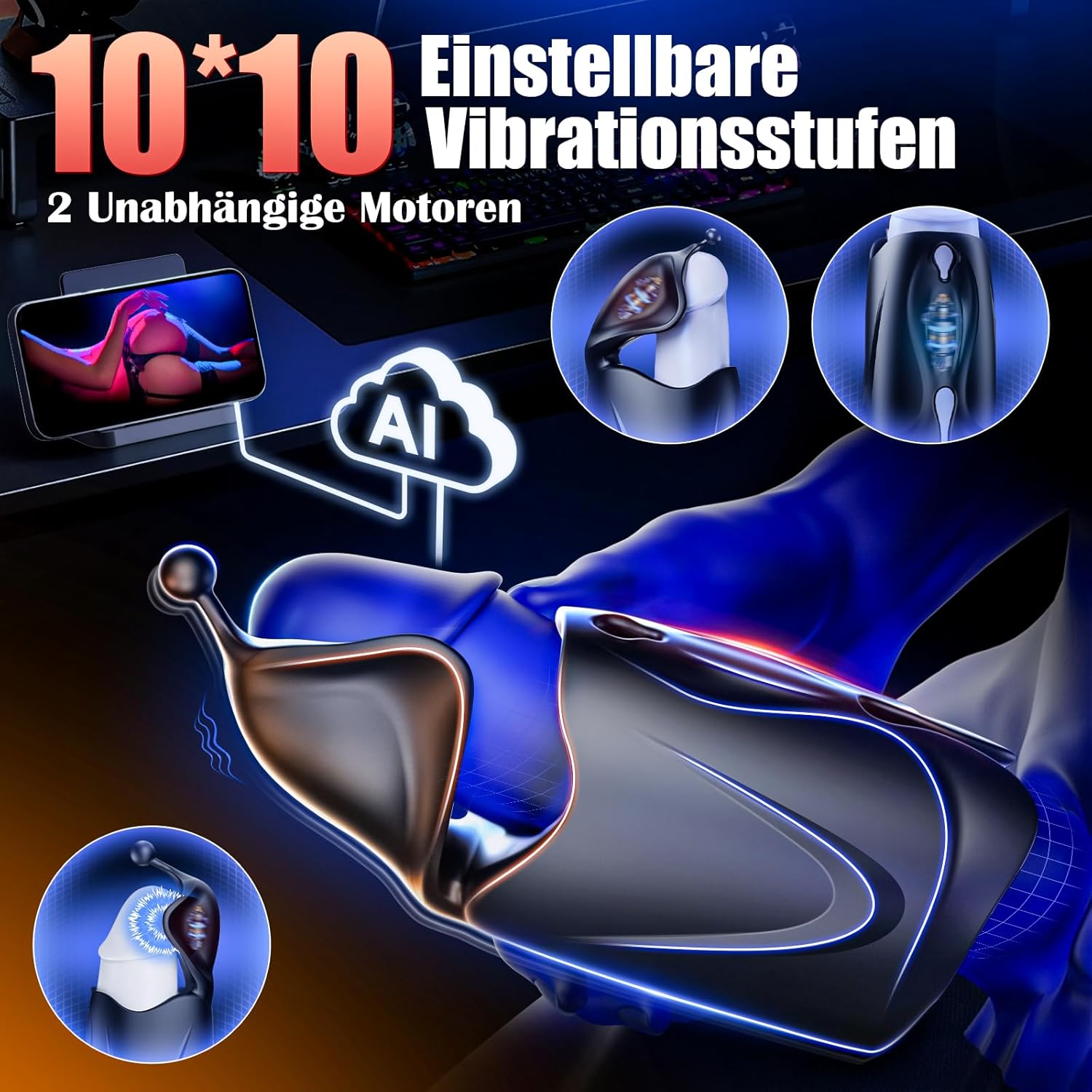 Tagnaff Masturbieren für Männer Handfrei Penis Vibrator Sex Spielzeug für die Männer Mehrere Tragevarianten Vibratorensets, AI Sync Sexspielzeug Solo Manuelle Cup-Masturbatoren