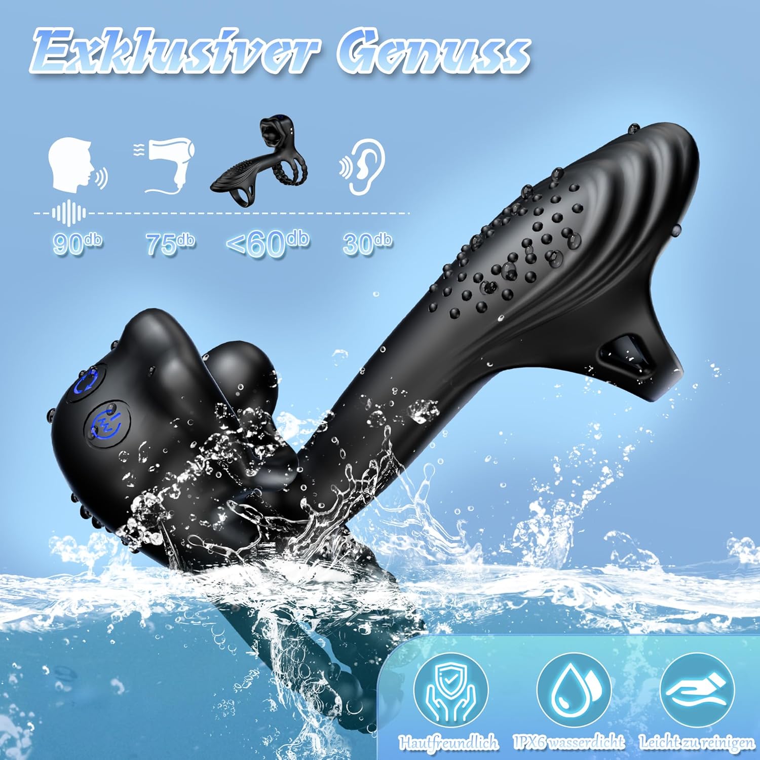4-in-1 Penis vibrationsring mit 9 Vibrationsmodi 360° Kopfschütteln und Leckzunge 3 Ring Bondage Cockringe für männer Silikon Erotische sexspielzeug Penisring Extrem Sex Spielzeug für die Paare